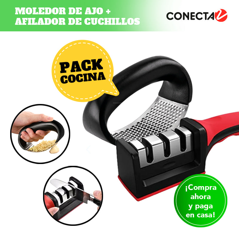 Pack Afilador de Cuchillo + Moledor de Ajo