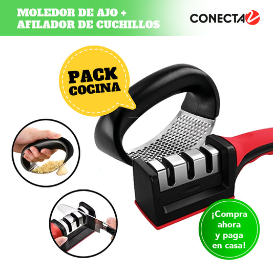 Pack Afilador de Cuchillo + Moledor de Ajo